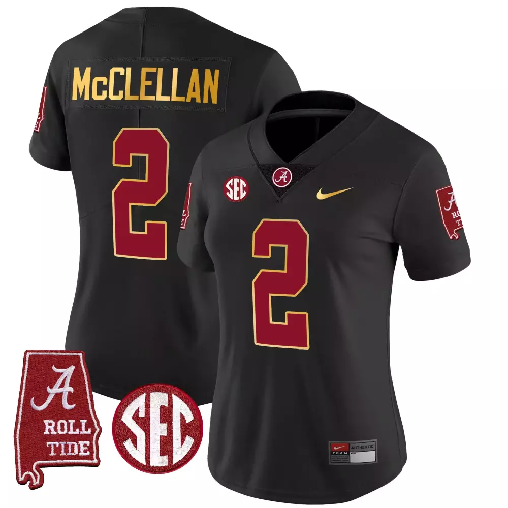 jase mcclellan black womens alabama crimson tide gold trim vapor jersey alabama map all stitched