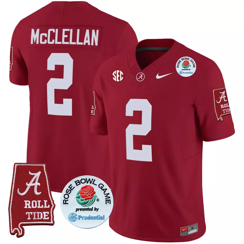 jase mcclellan crimson mens alabama crimson tide rose bowl patch vapor limited jersey all stitched