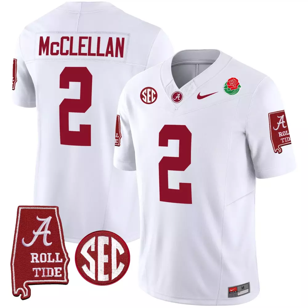jase mcclellan white mens alabama crimson tide rose bowl patch vapor jersey all stitched