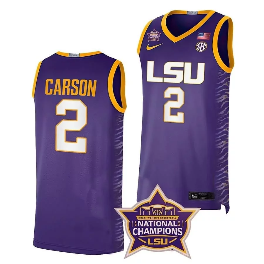 jasmine carson men lsu tigers college basketball champions white 2023 jersey all stitched