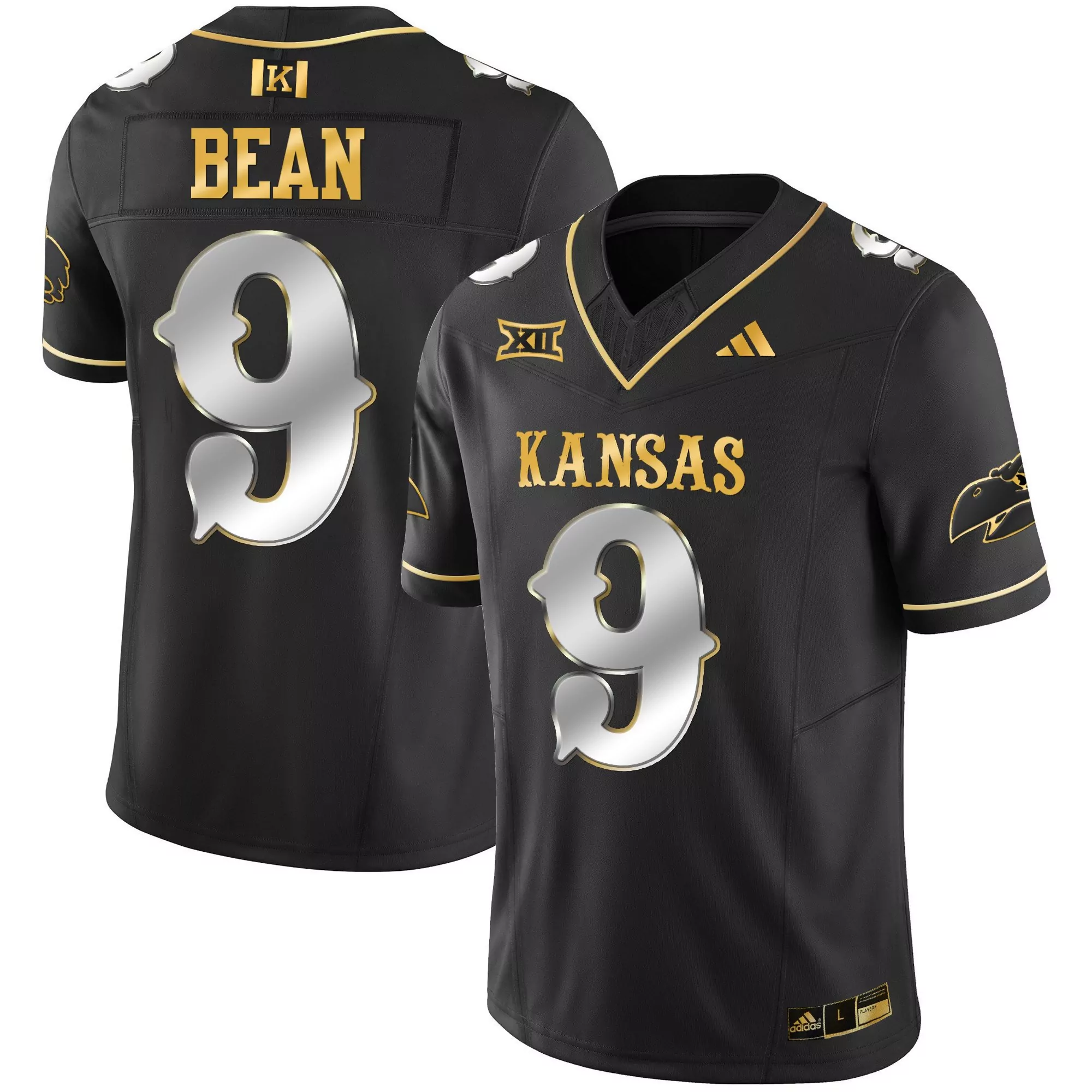 jason bean black limited mens kansas jayhawks blackhawk gold vapor jersey all stitched