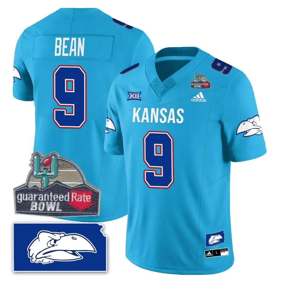 jason bean blue throwback mens kansas jayhawks blackhawk guaranteed rate bowl patch vapor limited jersey stitched