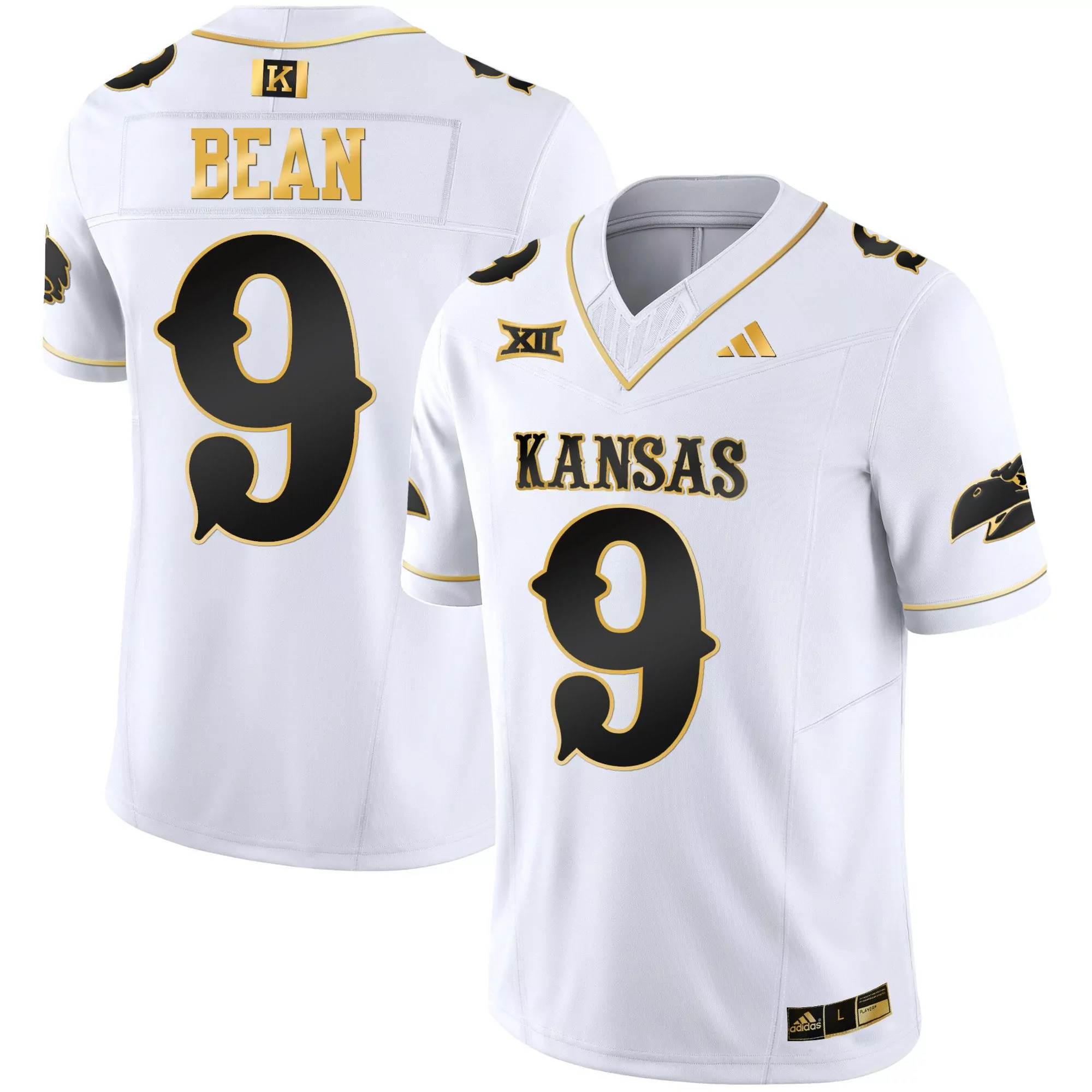 jason bean white gold mens kansas jayhawks blackhawk gold vapor jersey all stitched