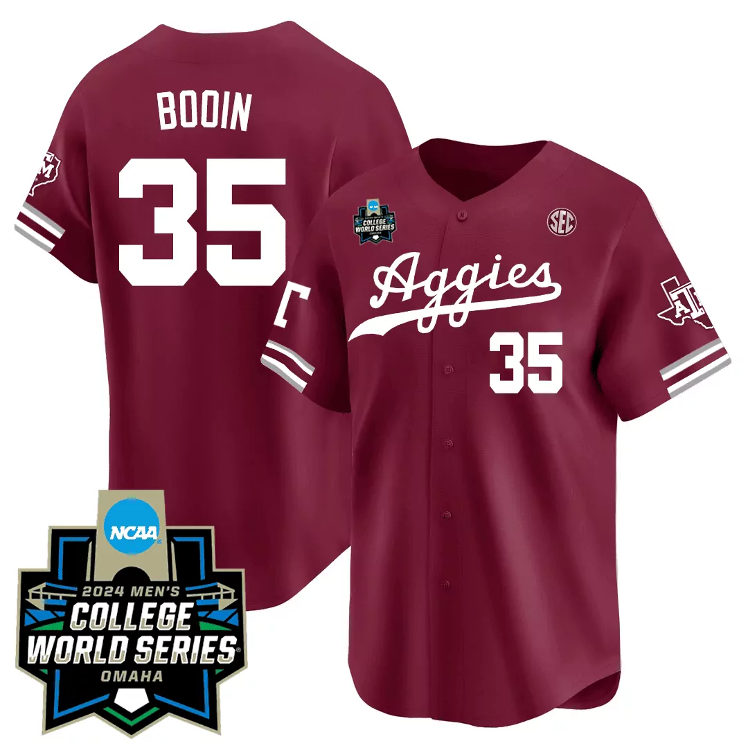 jackson appel white pinstripe mens texas am aggies 2024 college world series vapor premier limited jersey all stitched