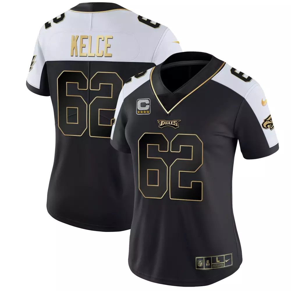 Jason Kelce Eagles Gold Split Vapor Jersey | Black Gold Stitched | For Men, Women & Youth