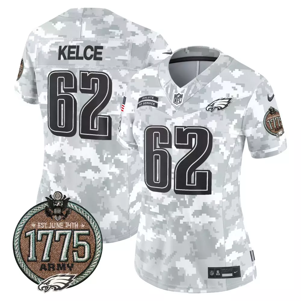 Jason Kelce Eagles 2024 Salute to Service Establishment Year Patch Vapor Limited Jersey | Stitched Fan Gear for Women | For Men, Women & Youth