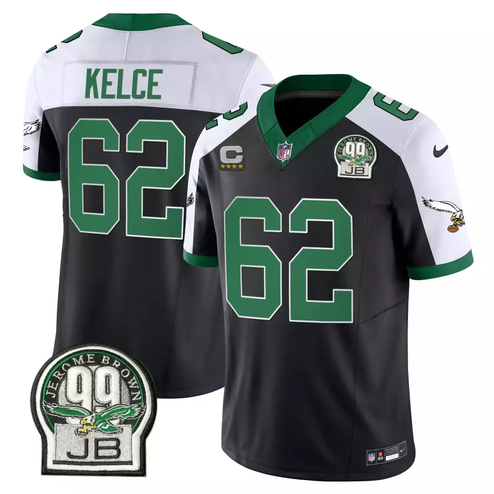 Jason Kelce Eagles Jerome Brown Patch Kelly Green Alternate Jersey | Stitched Fan Gear | For Men, Women & Youth