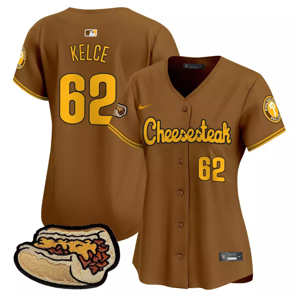 Jason Kelce Women's Brown Phillies Cheesesteak Jersey | 2024 Vapor Premier Limited Edition | For Men, Women & Youth