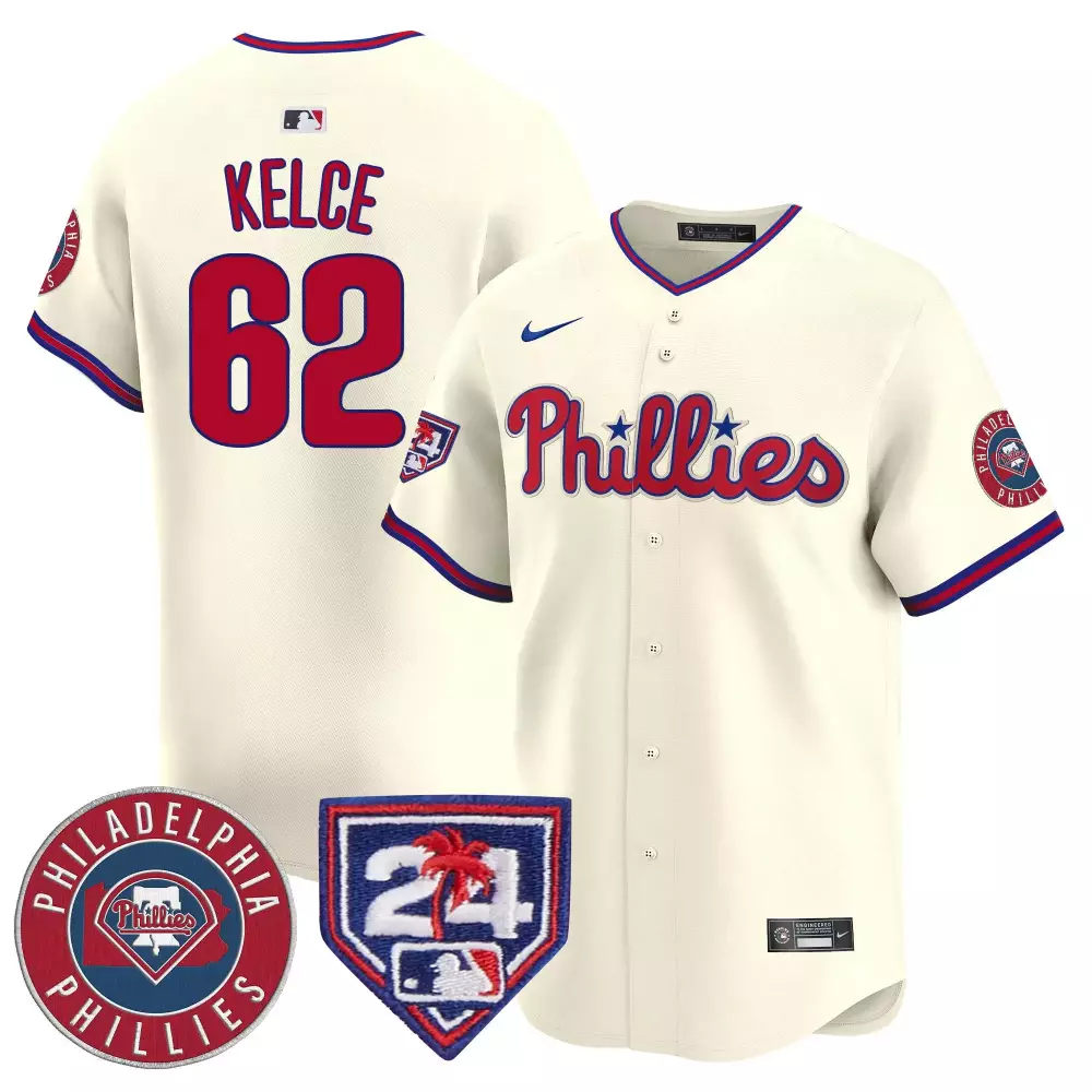 Jason Kelce Men's Cream Phillies Spring Training Jersey | 2024 Vapor Premier Limited Edition | For Men, Women & Youth