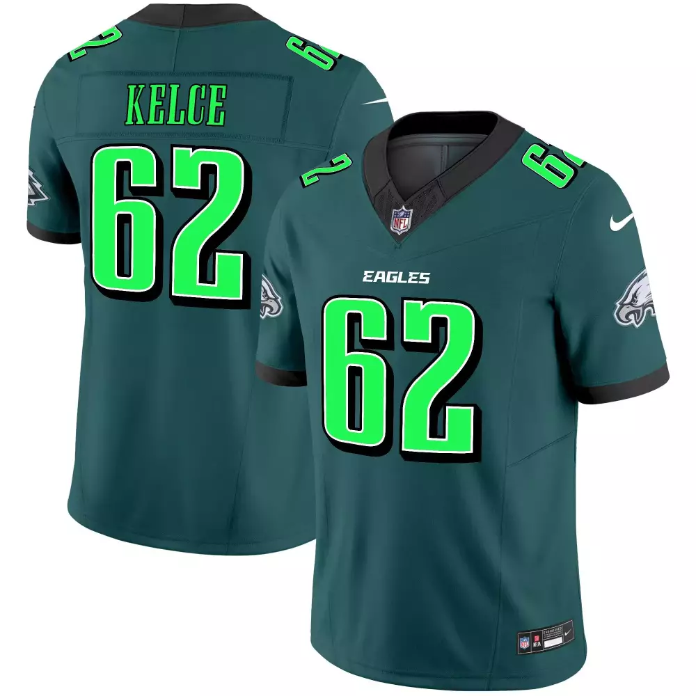 Jason Kelce Philadelphia Eagles Men's Midnight Green 2024 Practice Vapor Limited Jersey | Stitched Fan Gear | For Men, Women & Youth