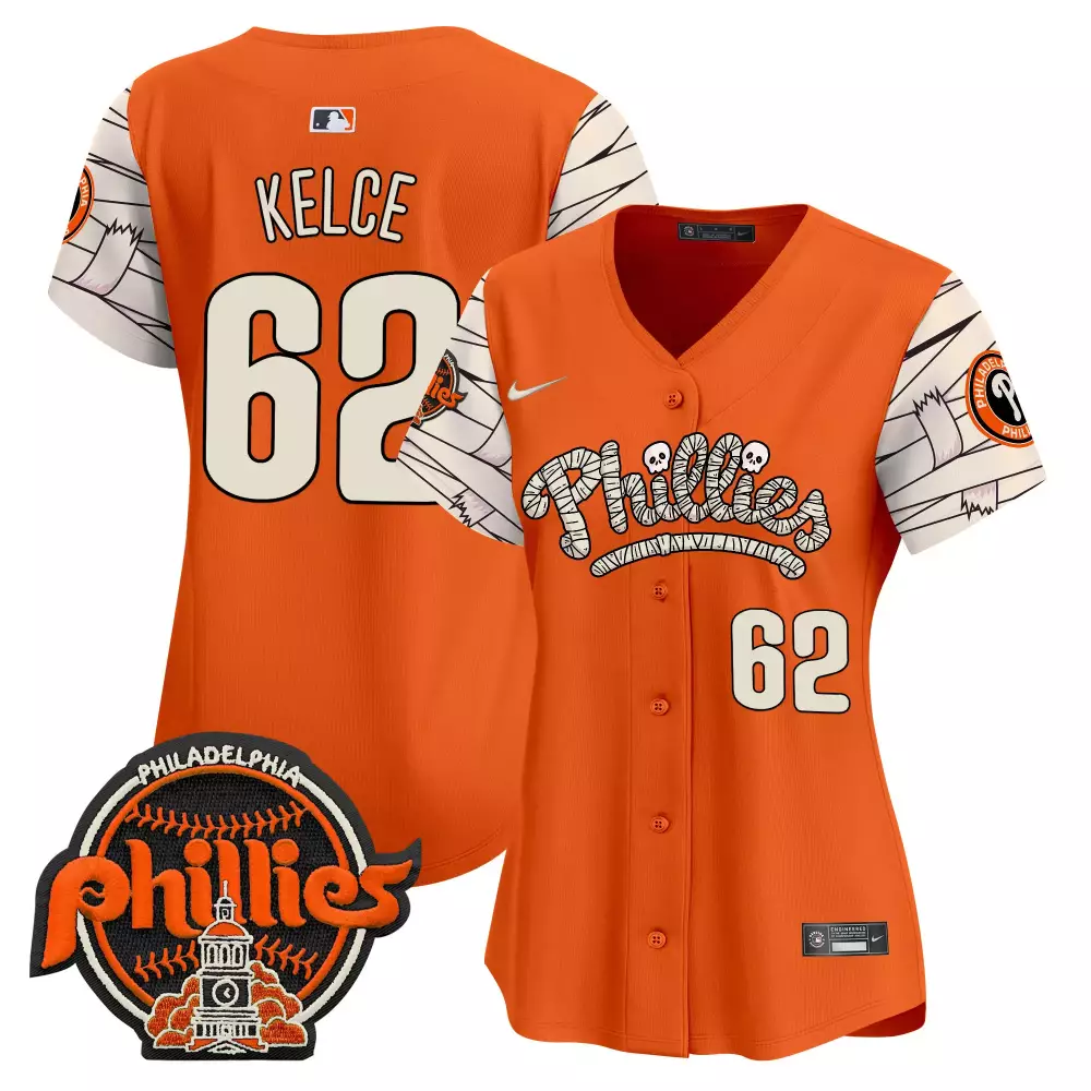 Jason Kelce Orange Women's Phillies Halloween Jersey V2 | Stitched Vapor Premier Limited Edition | Gift Idea for Women