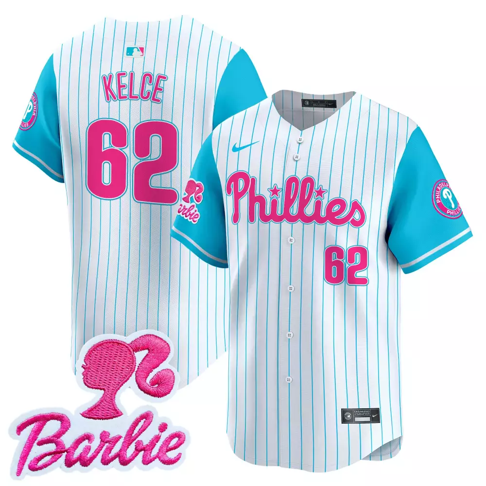 jason kelce pinstripe mens philadelphia phillies bubblegum pink vapor premier limited jersey all stitched