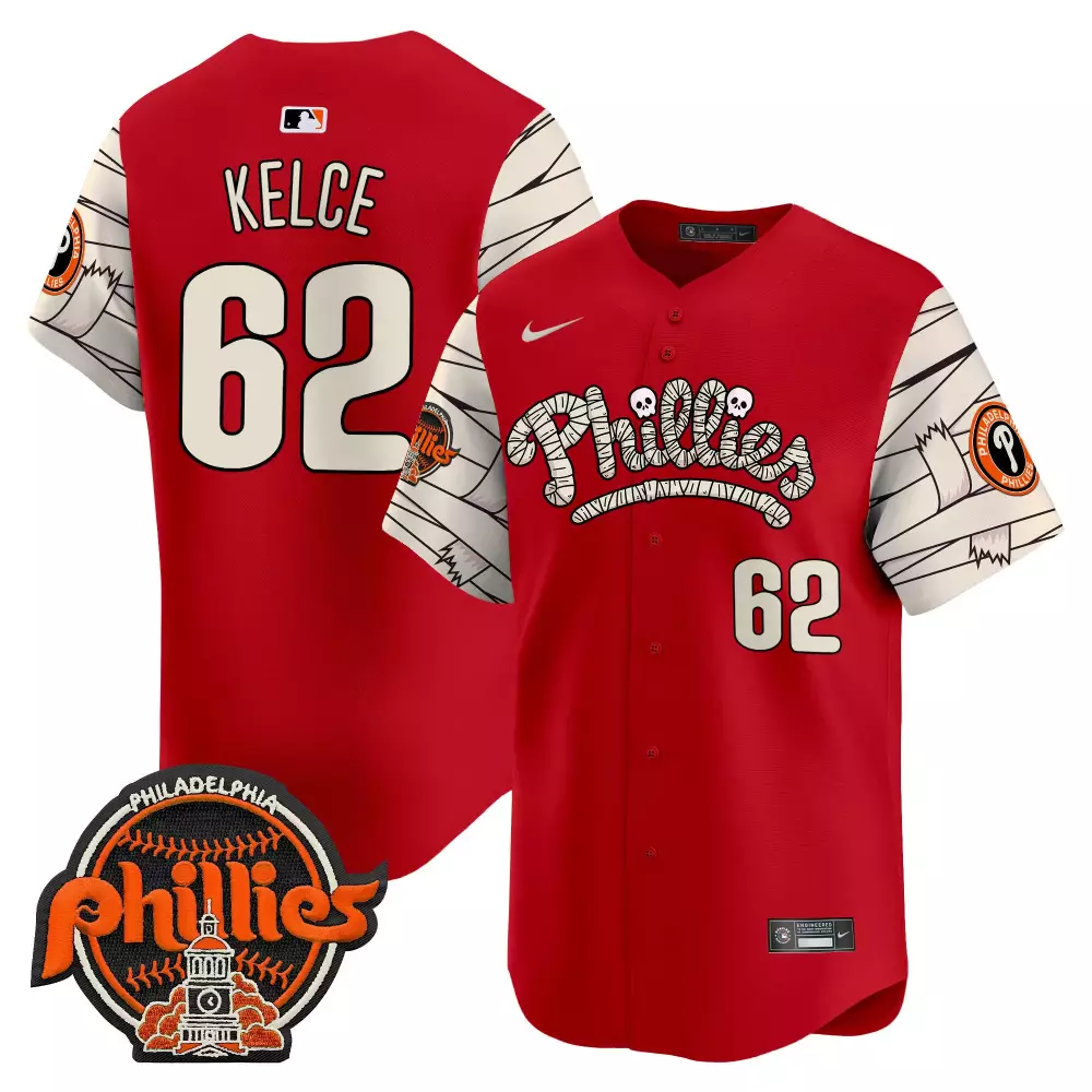 jason kelce red mens philadelphia phillies halloween vapor premier limited jersey v2 all stitched