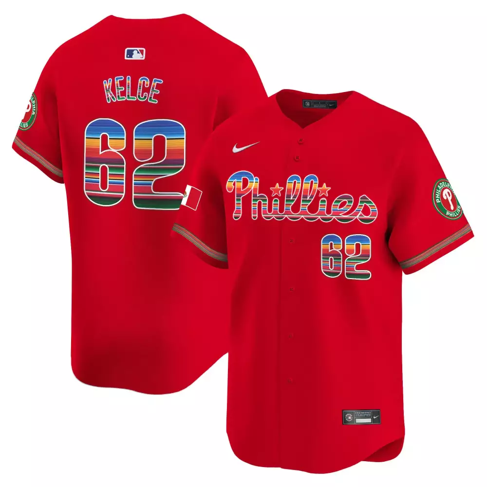 jason kelce red mens philadelphia phillies halloween vapor premier limited jersey v2 all stitched