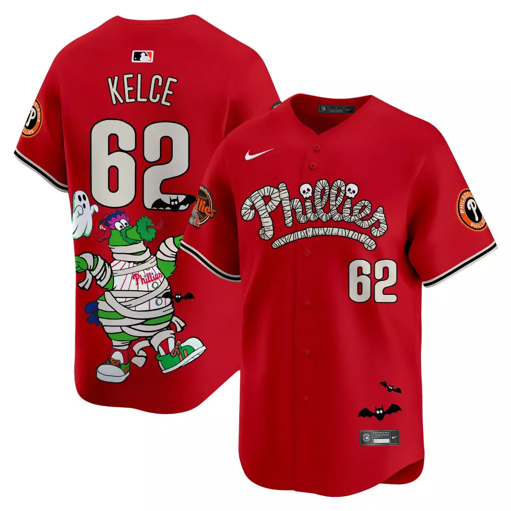 jason kelce red unisex philadelphia phillies phanatic halloween vapor limited jersey printed