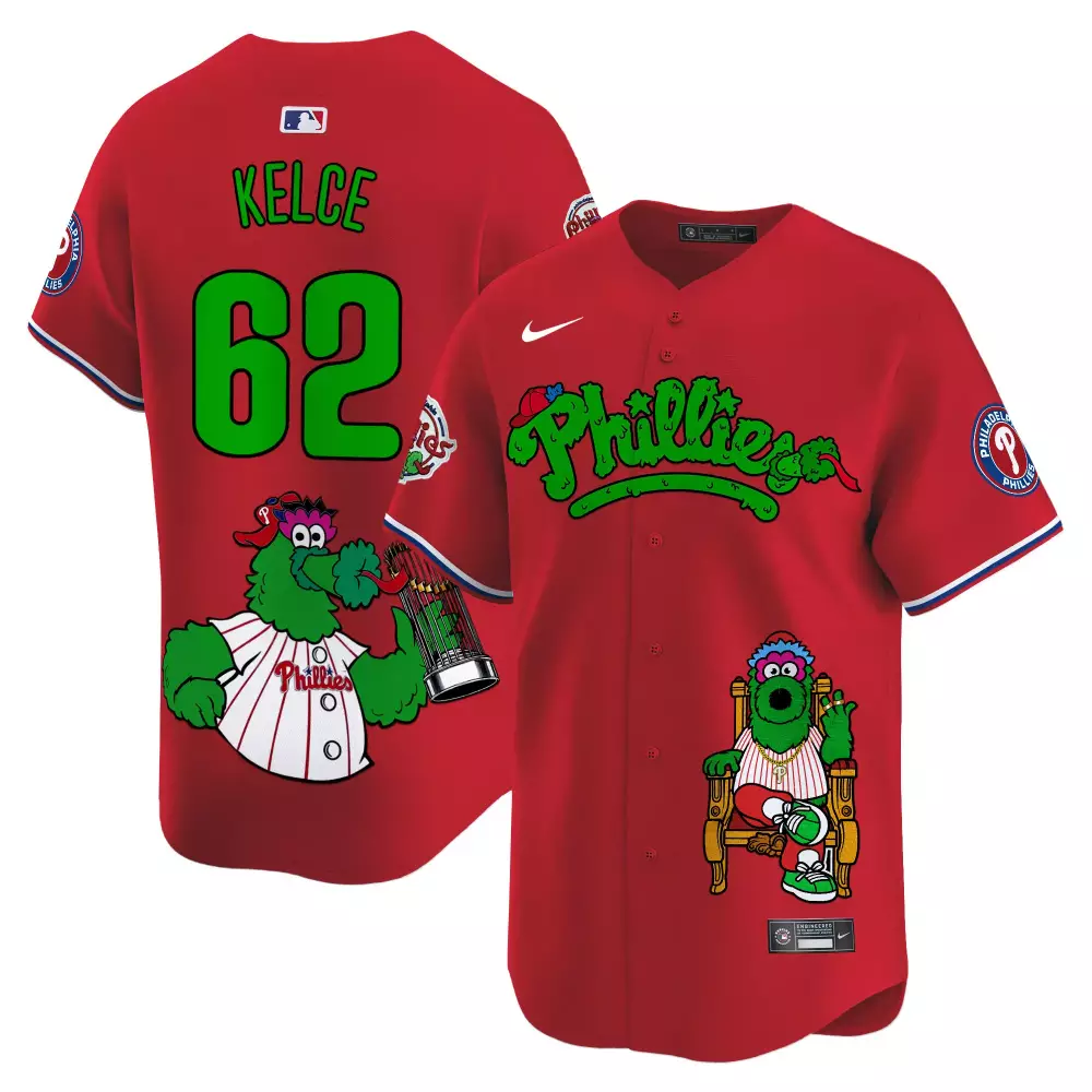 jason kelce red unisex philadelphia phillies phanatic halloween vapor limited jersey printed