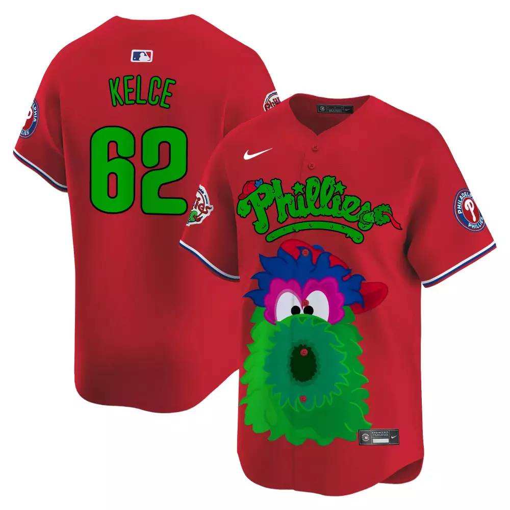 jason kelce red unisex philadelphia phillies phanatic halloween vapor limited jersey printed