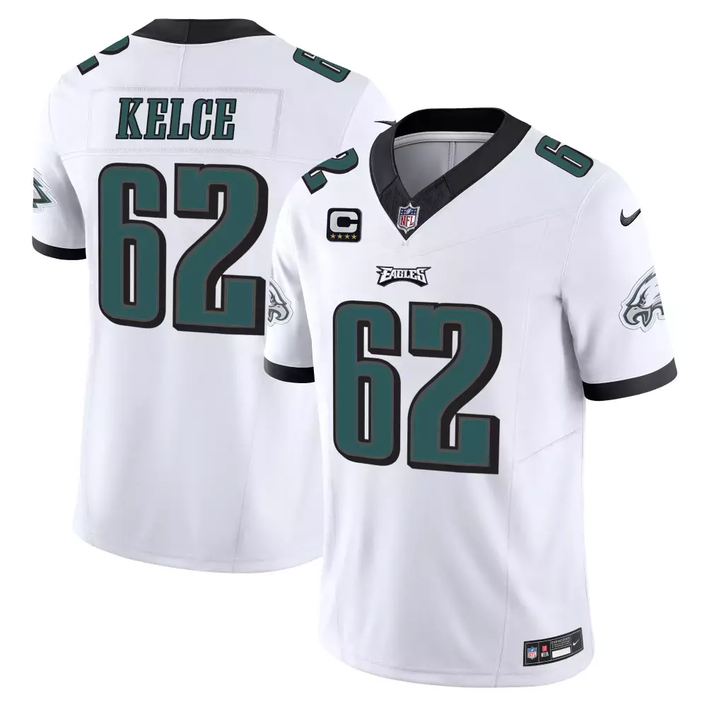 jason kelce white mens philadelphia eagles alternate kelly green gold jersey all stitched