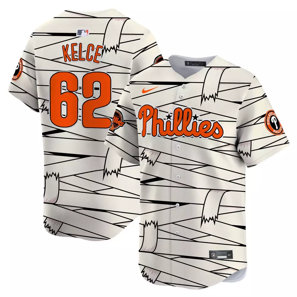 jason kelce youth philadelphia phillies halloween vapor premier limited jersey printed