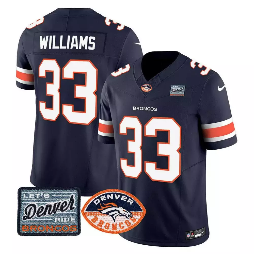 Javonte Williams Navy Men's Denver Broncos Jersey | 3-Time Champions Patch | Vapor Limited Edition | For Men, Women & Youth