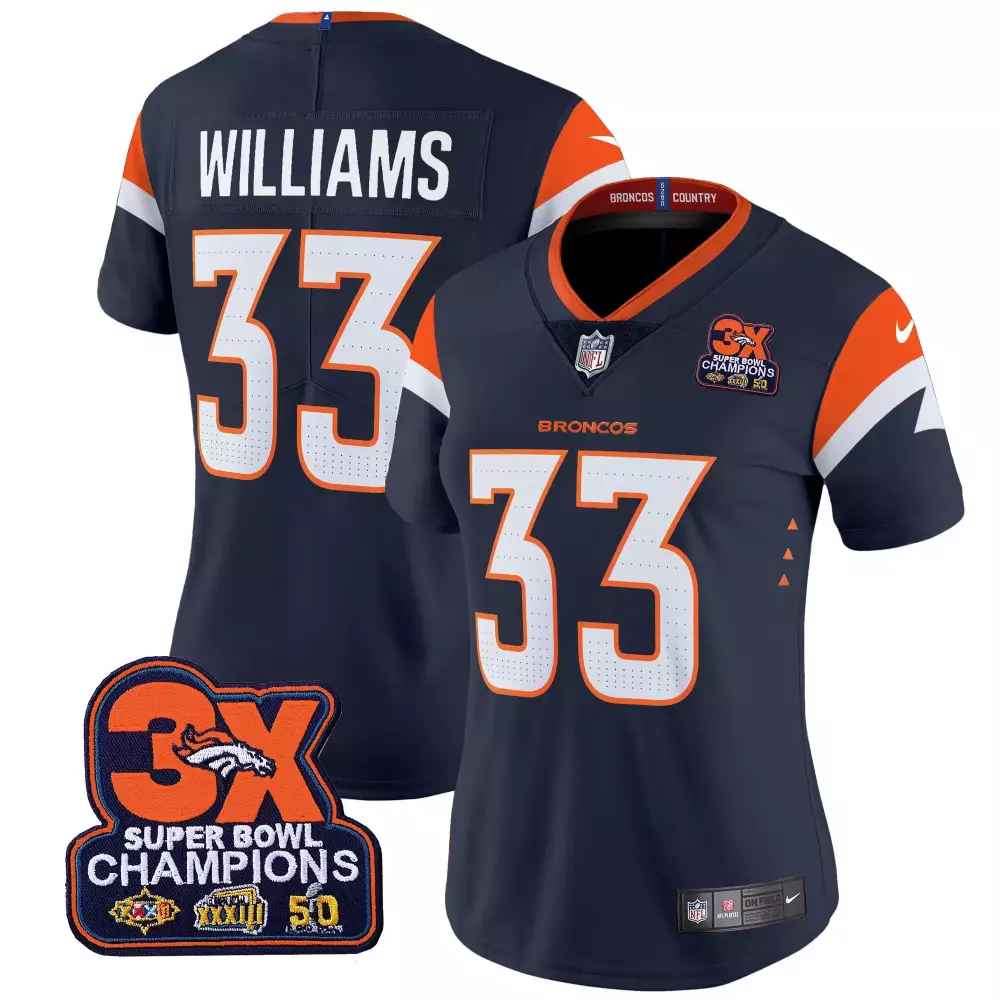 Javonte Williams Navy Men's Denver Broncos Throwback Jersey | Vapor Limited Edition V2 | Stylish Fan Gear | For Men, Women & Youth
