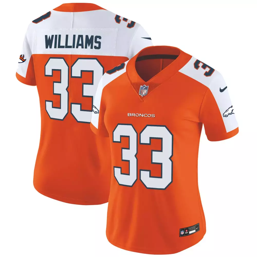 Javonte Williams Orange Alternate Men's Denver Broncos Throwback Jersey | Vapor Limited Edition V2 | For Men, Women & Youth