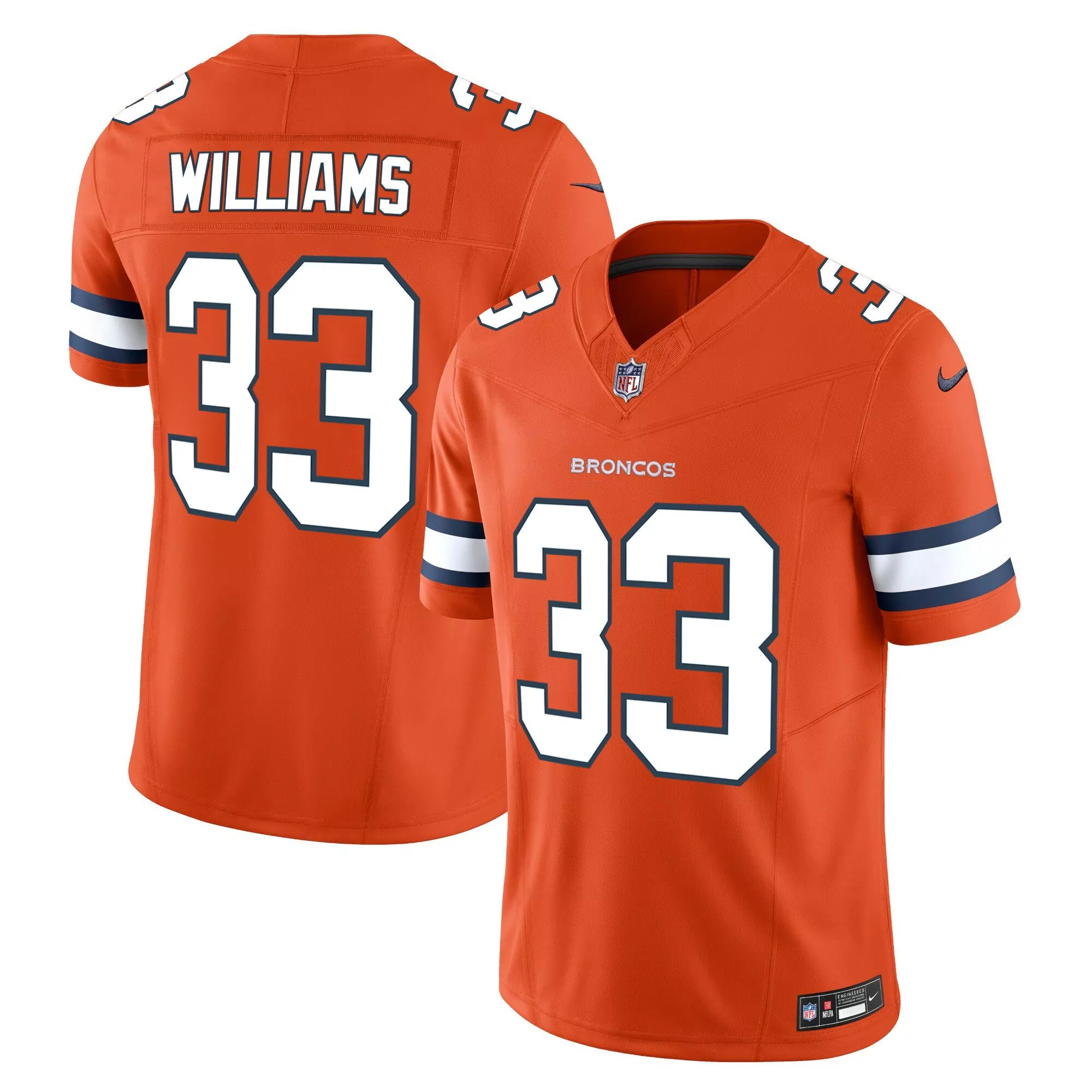 javonte williams orange mens denver broncos vapor limited jersey all stitched
