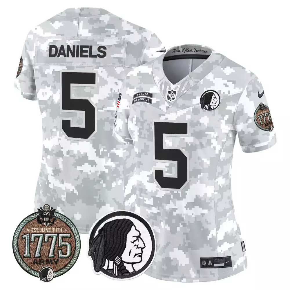 jayden daniels army womens washington redskins 2024 salute to service establishment year patch vapor limited jersey all