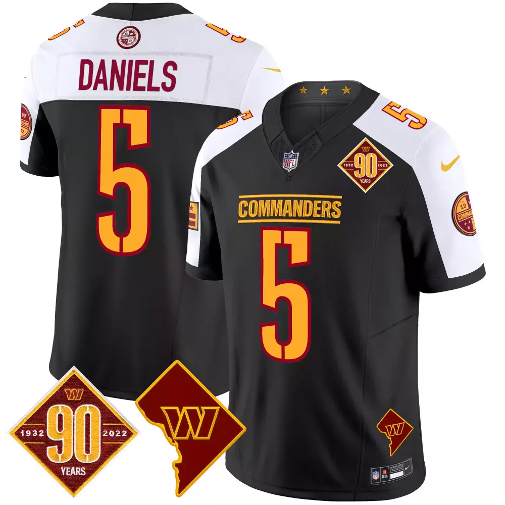 Jayden Daniels 90th Anniversary Black Jersey | Home Patch Vapor Limited Edition | Stitched Fan Gear for Men, Women & Youth