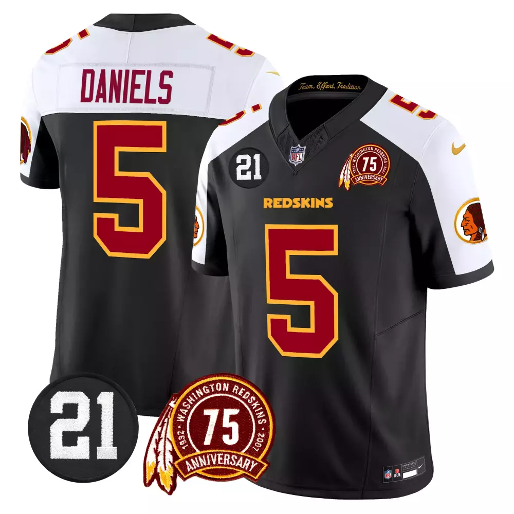 jayden daniels black alternate mens washington redskins 75th sean taylor patch vapor limited jersey v2 all stitched