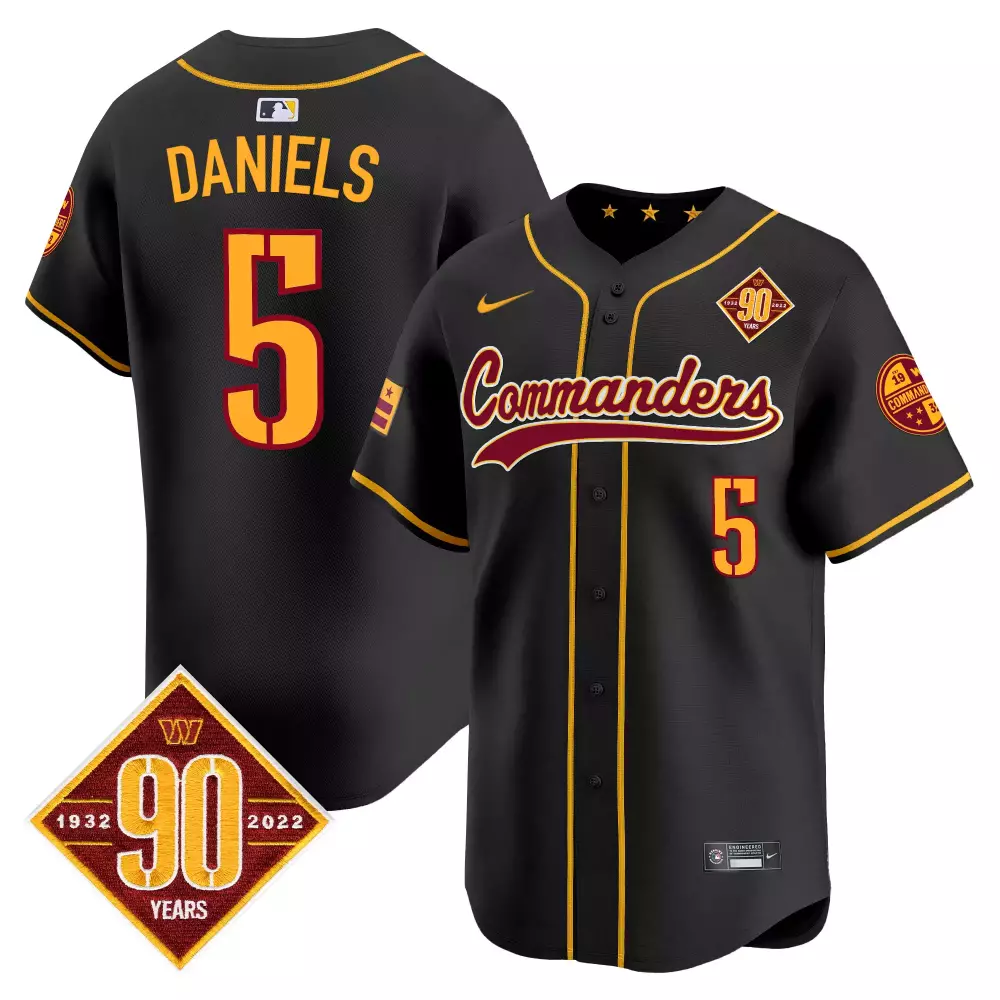 Jayden Daniels Black Washington Commanders 90th Anniversary Patch Vapor Premier Limited Jersey | Stitched Fan Gear | For Men, Women & Youth