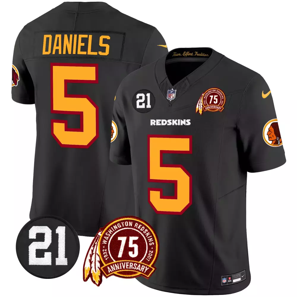 jayden daniels black mens washington redskins 75th sean taylor patch vapor limited jersey all stitched