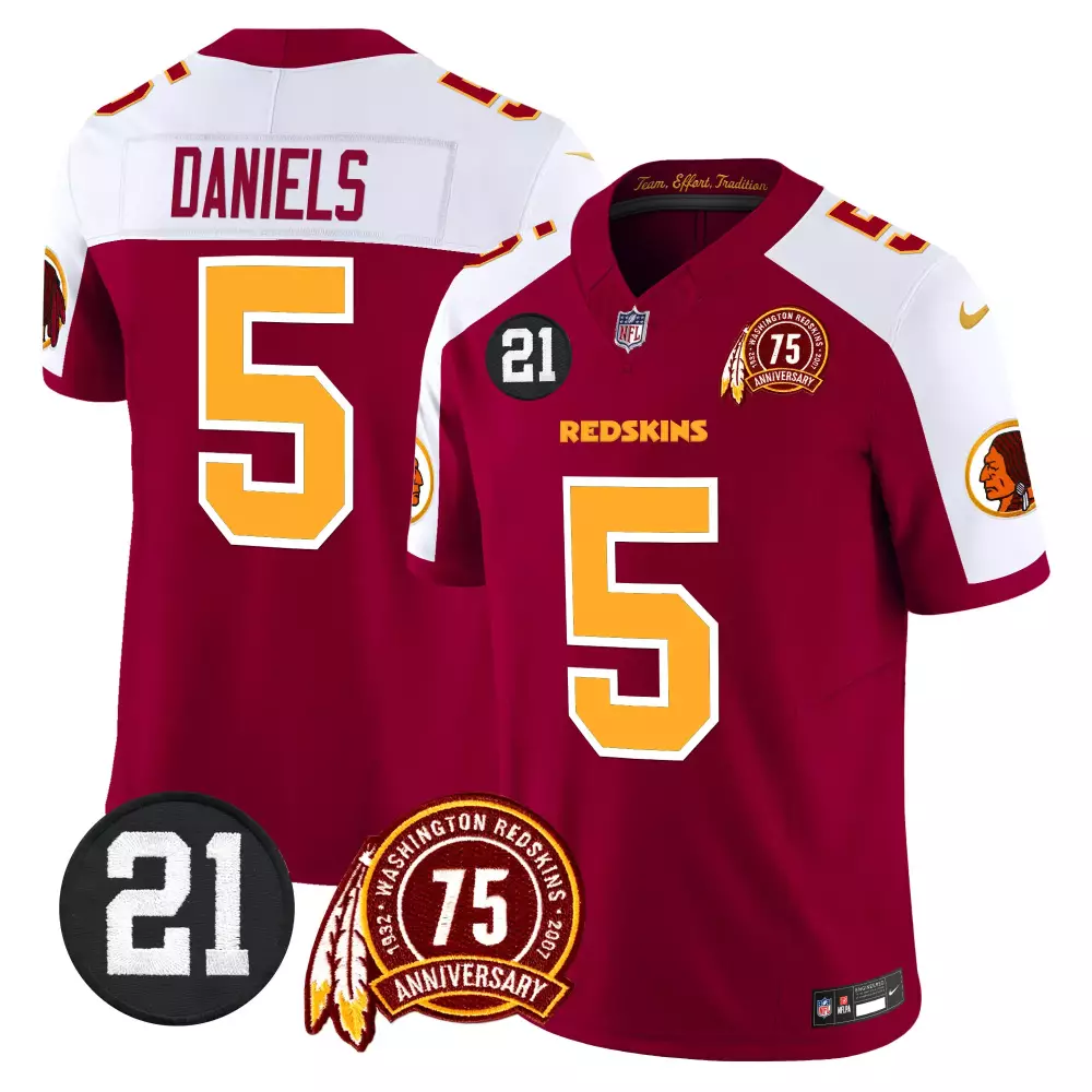 jayden daniels burgundy alternate mens washington redskins 75th sean taylor patch vapor limited jersey v2 all stitched