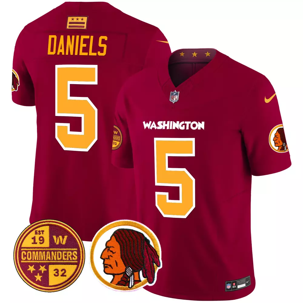 jayden daniels burgundy mens washington half washington redskins washington commanders vapor limited jersey all stitched