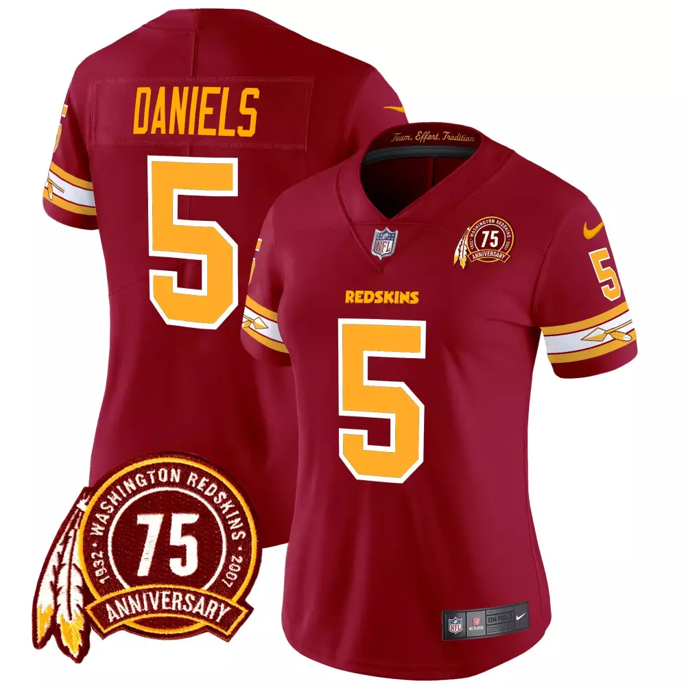 jayden daniels burgundy womens washington redskins 75th patch vapor limited jersey all stitched