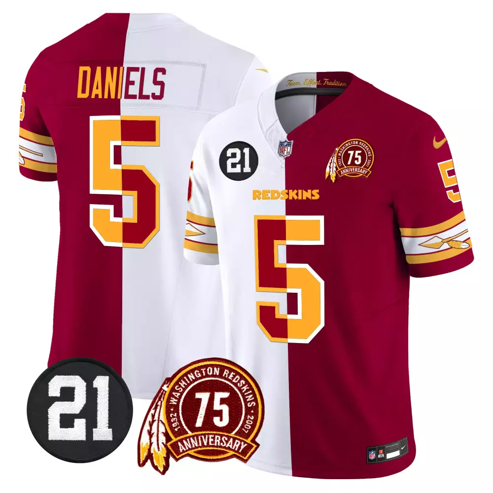 jayden daniels half mens washington redskins 75th sean taylor patch vapor limited jersey v2 all stitched