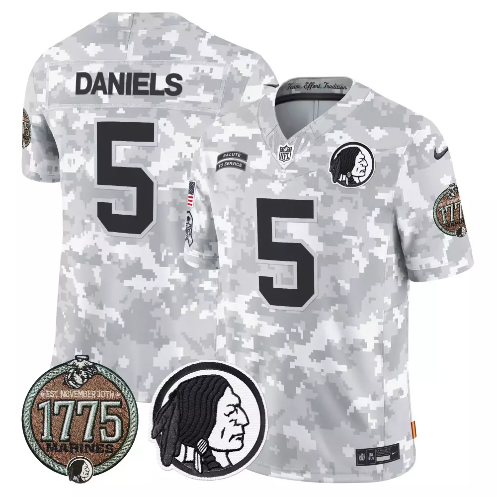 jayden daniels marines mens washington redskins 2024 salute to service establishment year patch vapor limited jersey all