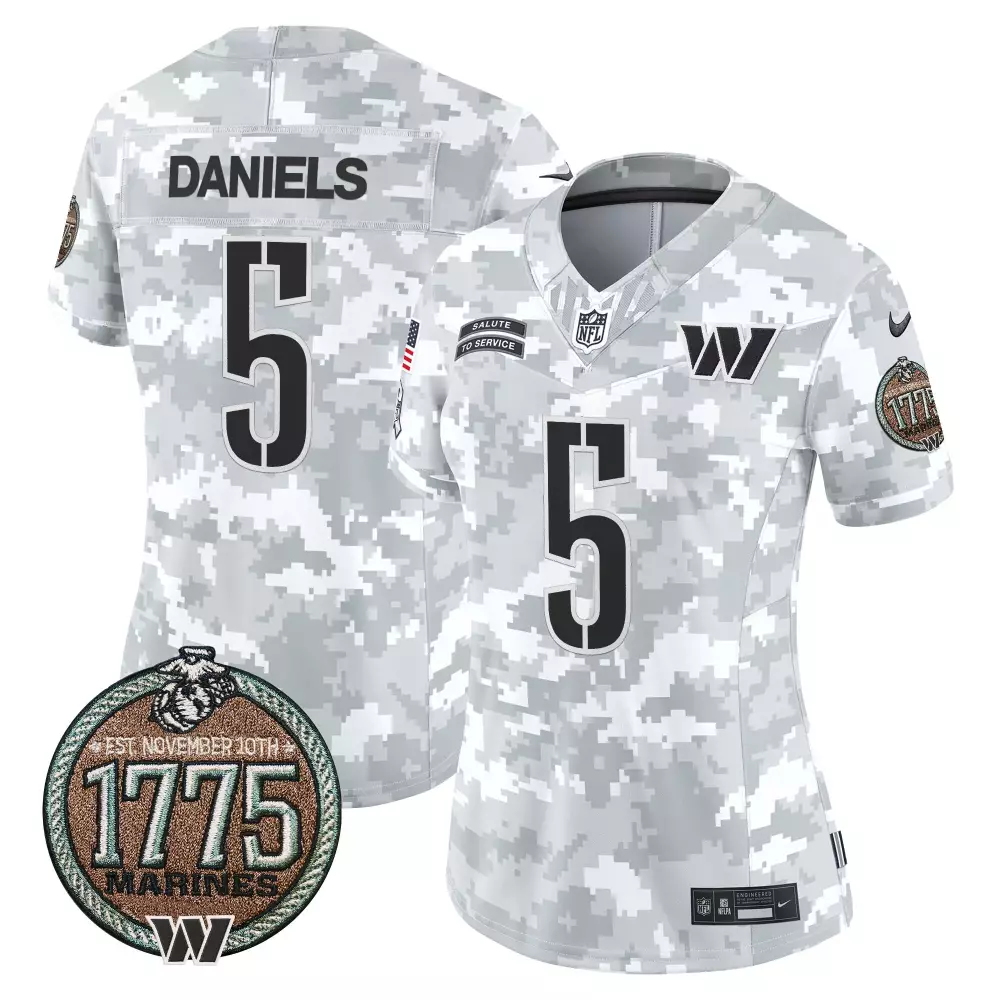 jayden daniels marines mens washington commanders 2024 salute to service establishment year patch vapor limited jersey a