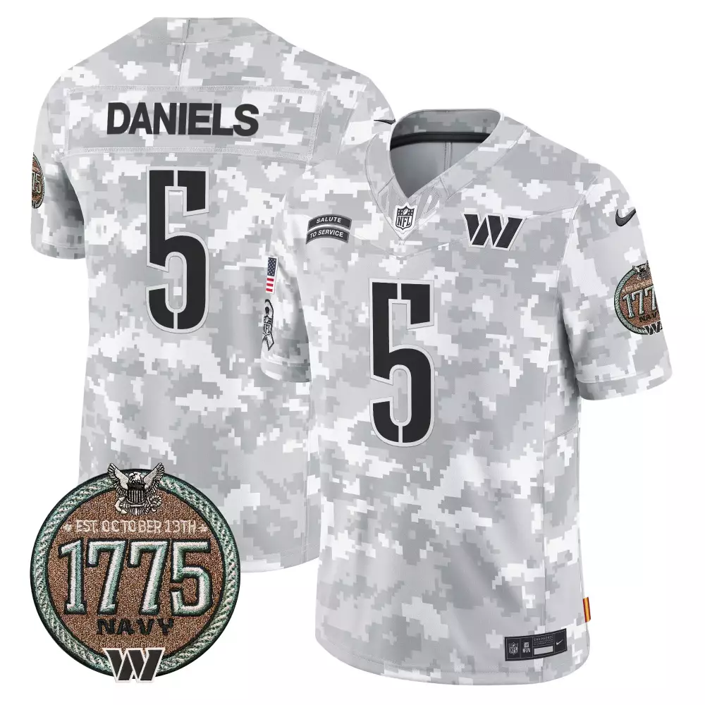 jayden daniels marines mens washington commanders 2024 salute to service establishment year patch vapor limited jersey a