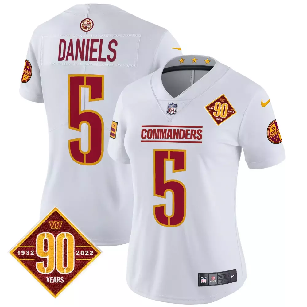 jayden daniels white womens washington commanders 2024 vapor limited jersey est 1932 patch all stitched