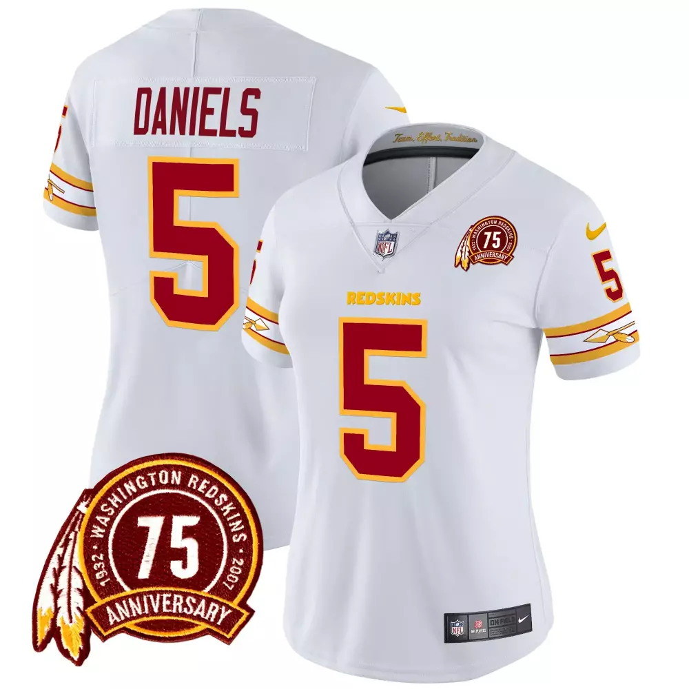 jayden daniels white womens washington redskins 75th patch vapor limited jersey all stitched
