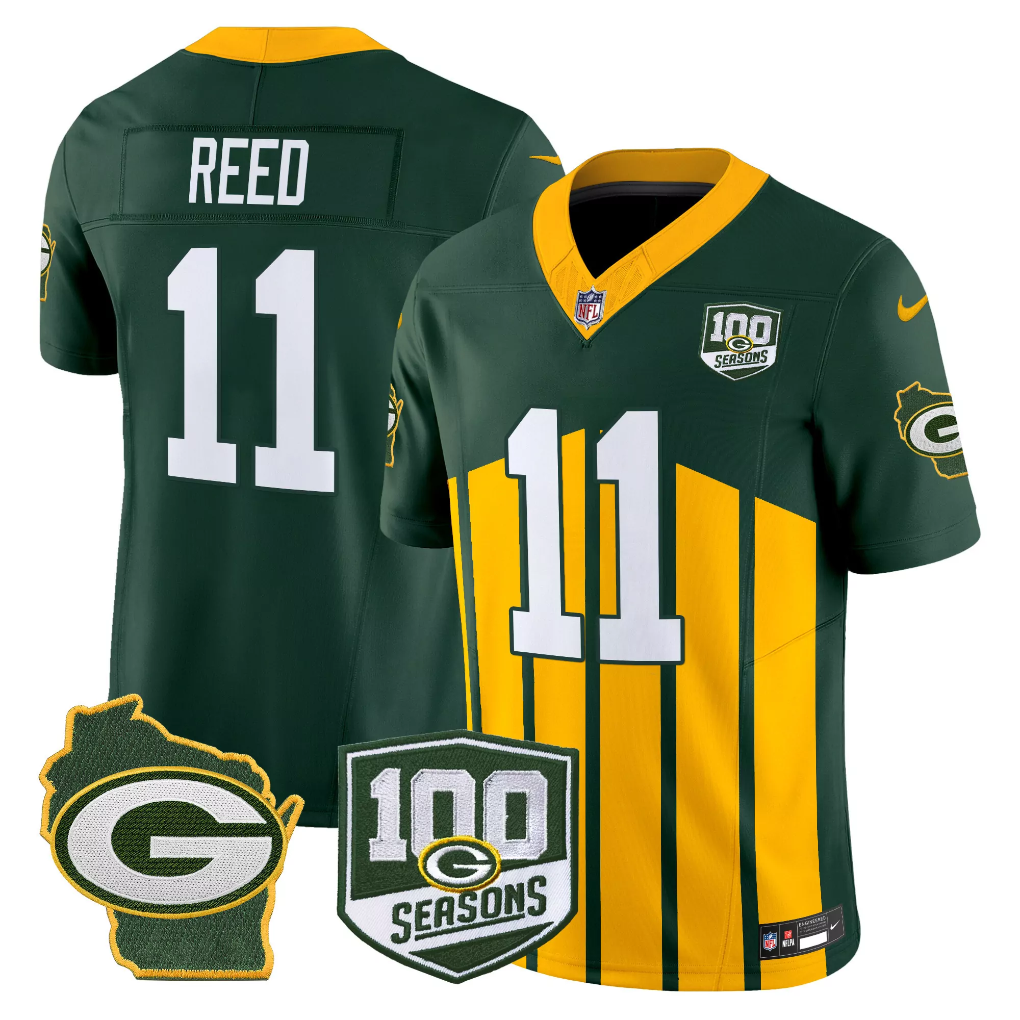 jayden reed green special mens green bay packers 100th season home patch vapor limited jersey all stitched