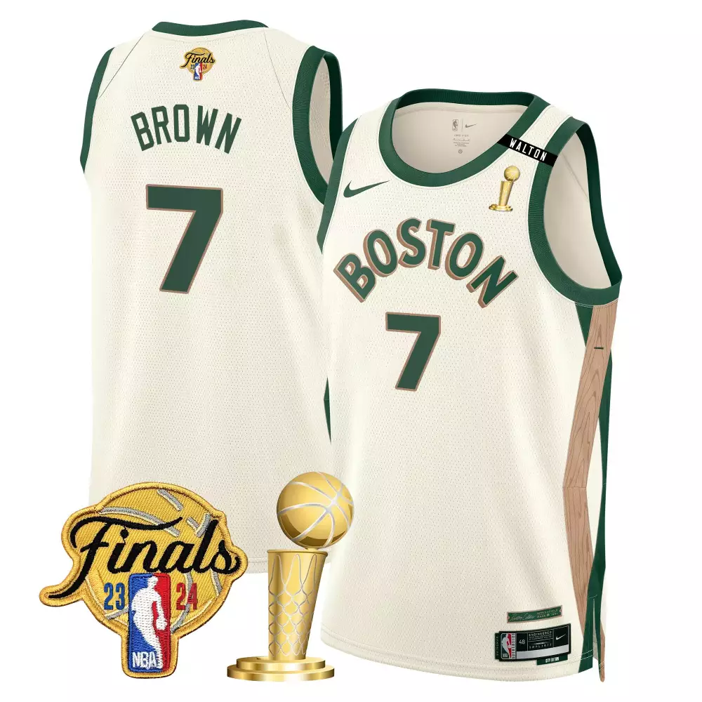 jaylen brown 2324 city mens boston celtics 2024 final champions patch swingman jersey v2 all stitched