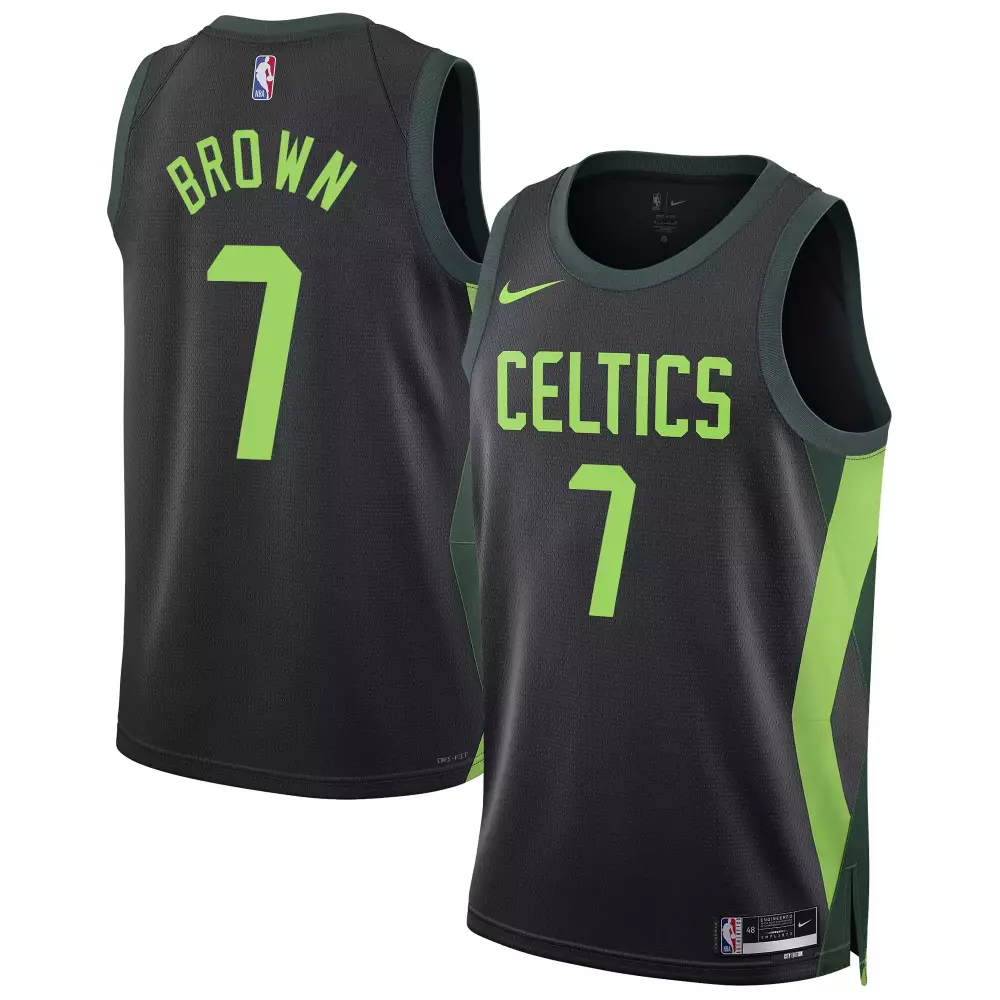 jaylen brown black gold mens boston celtics bill russell patch collection jersey all stitched