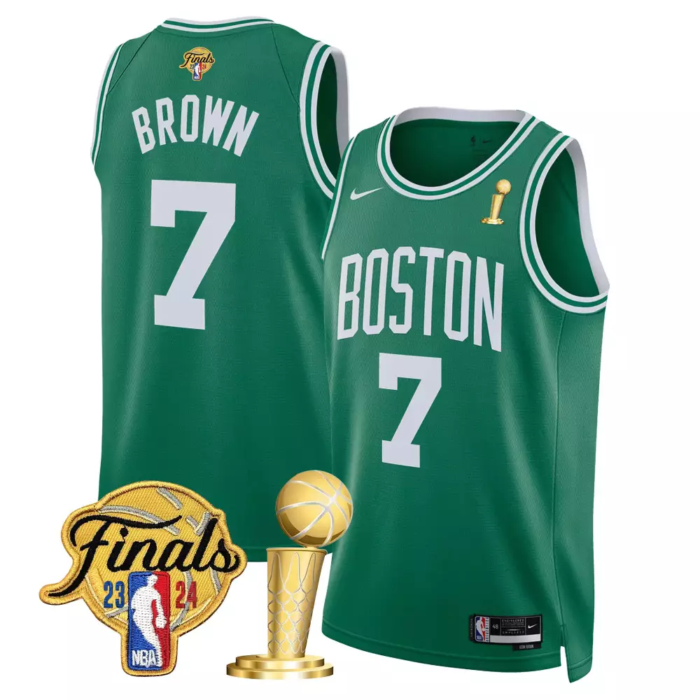jaylen brown icon mens boston celtics 2024 final champions patch swingman jersey all stitched