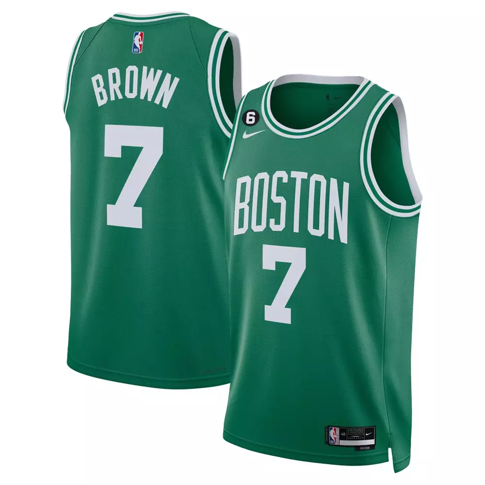jaylen brown icon mens boston celtics bill russell patch collection jersey all stitched