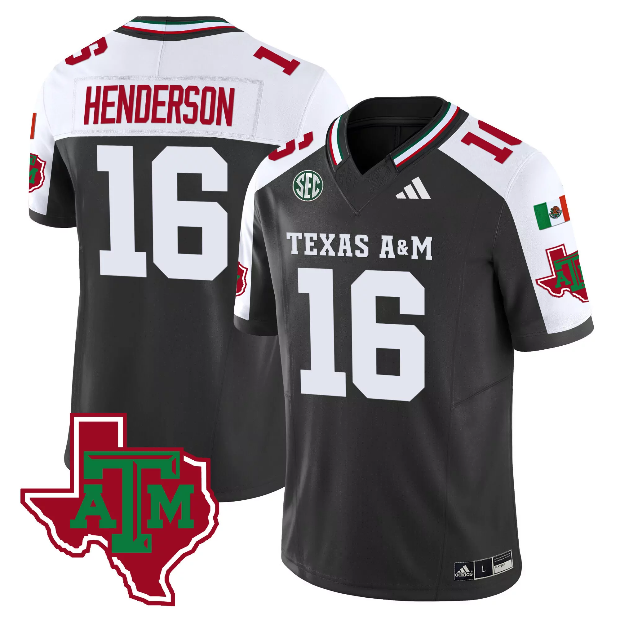 jaylen henderson black alternate mens texas am aggies mexico vapor jersey all stitched