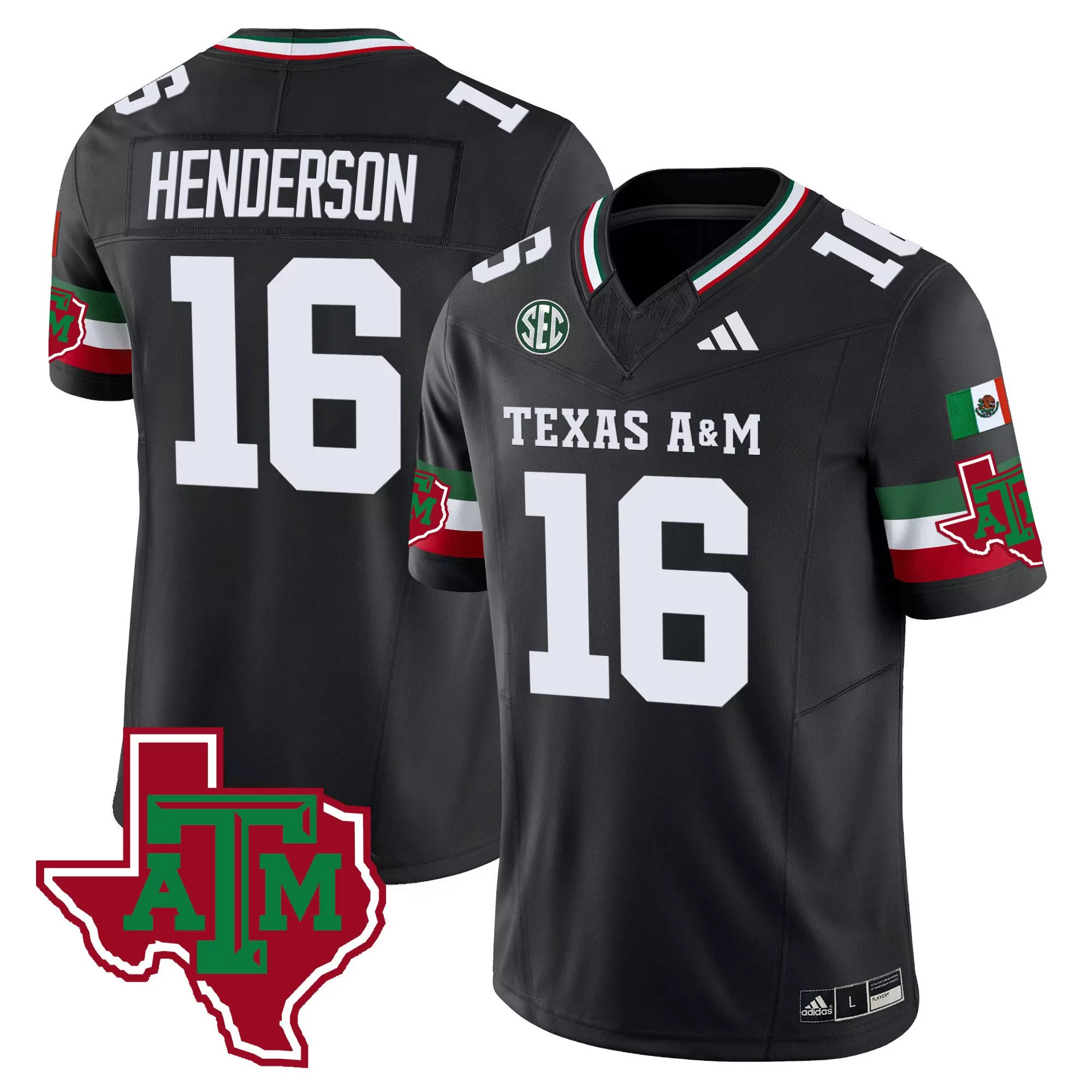 jaylen henderson black alternate mens texas am aggies mexico vapor jersey all stitched