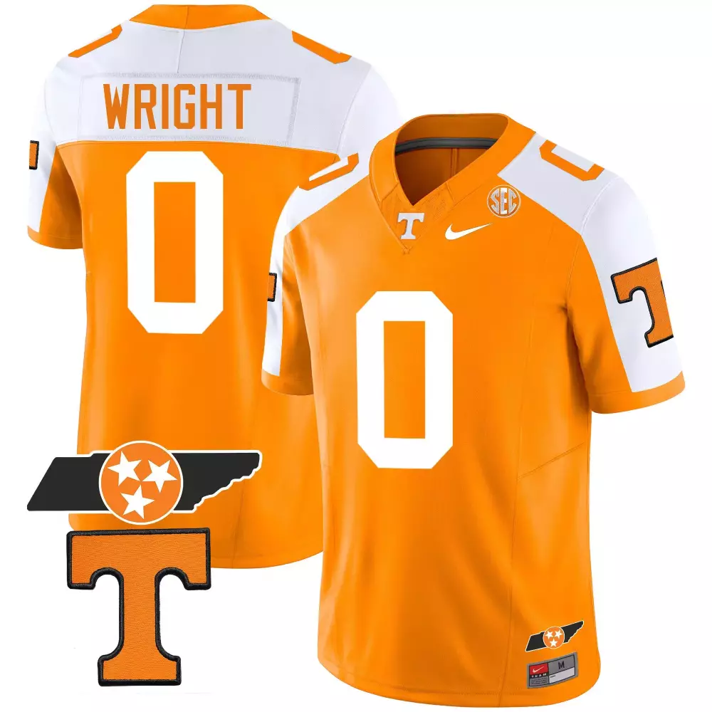 jaylen wright alternate orange mens tennessee volunteers checkerboard alternate jersey stitched