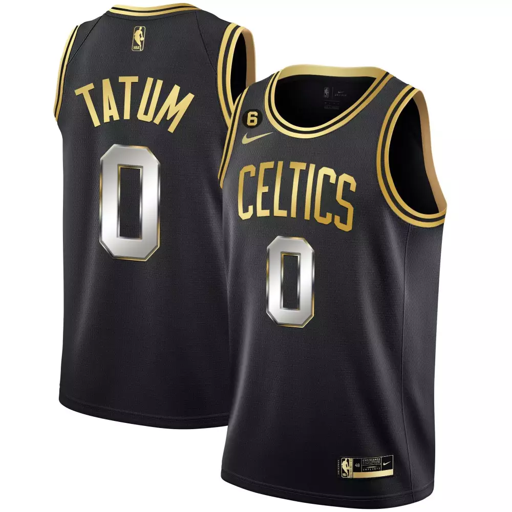 jayson tatum black limited mens boston celtics bill russell patch collection jersey all stitched